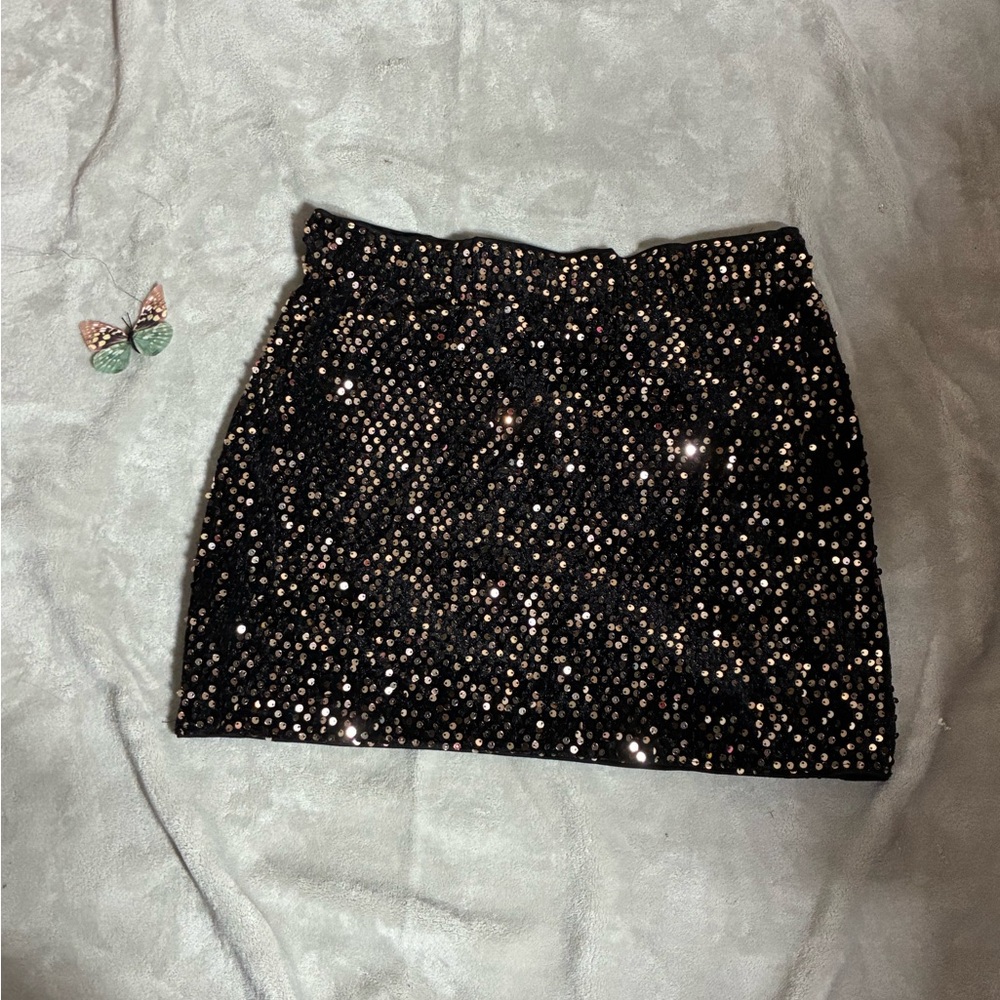 SHEIN Glittering Black Mini Skirt